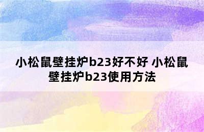 小松鼠壁挂炉b23好不好 小松鼠壁挂炉b23使用方法